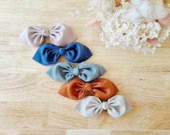 Birthday Bow - handmade baby bow, baby headband, baby clip, toddler hair clip, baby hair accessory, linen bow, hair bow, kids hair accessory