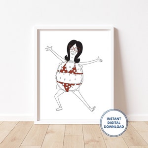 Bob's Burgers Art Print | Linda Belcher in Burger Suit | Instant Digital Download | Printable | Fan Art | Hand Drawn