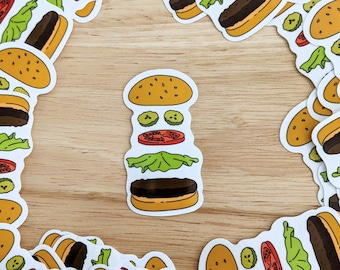Bob&#39;s Burgers Layered Burger | CLEAR Vinyl Sticker | 1.5in x 3in | Fan Art | Hand Drawn