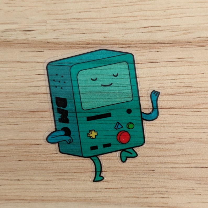 Autocollant en vinyle CLAIR BMO Adventure Time Translucide 2 pouces. x 2 pouces. Fan-arts Dessiné à la main image 3