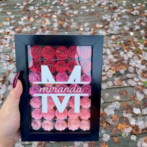 Personalized Name Shadowbox, Custom Flower Frame, Monogram Shadowbox - Etsy