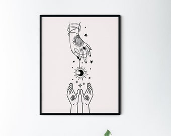 PRINTABLE Majestic Tarot Hands With Moon Wall Art