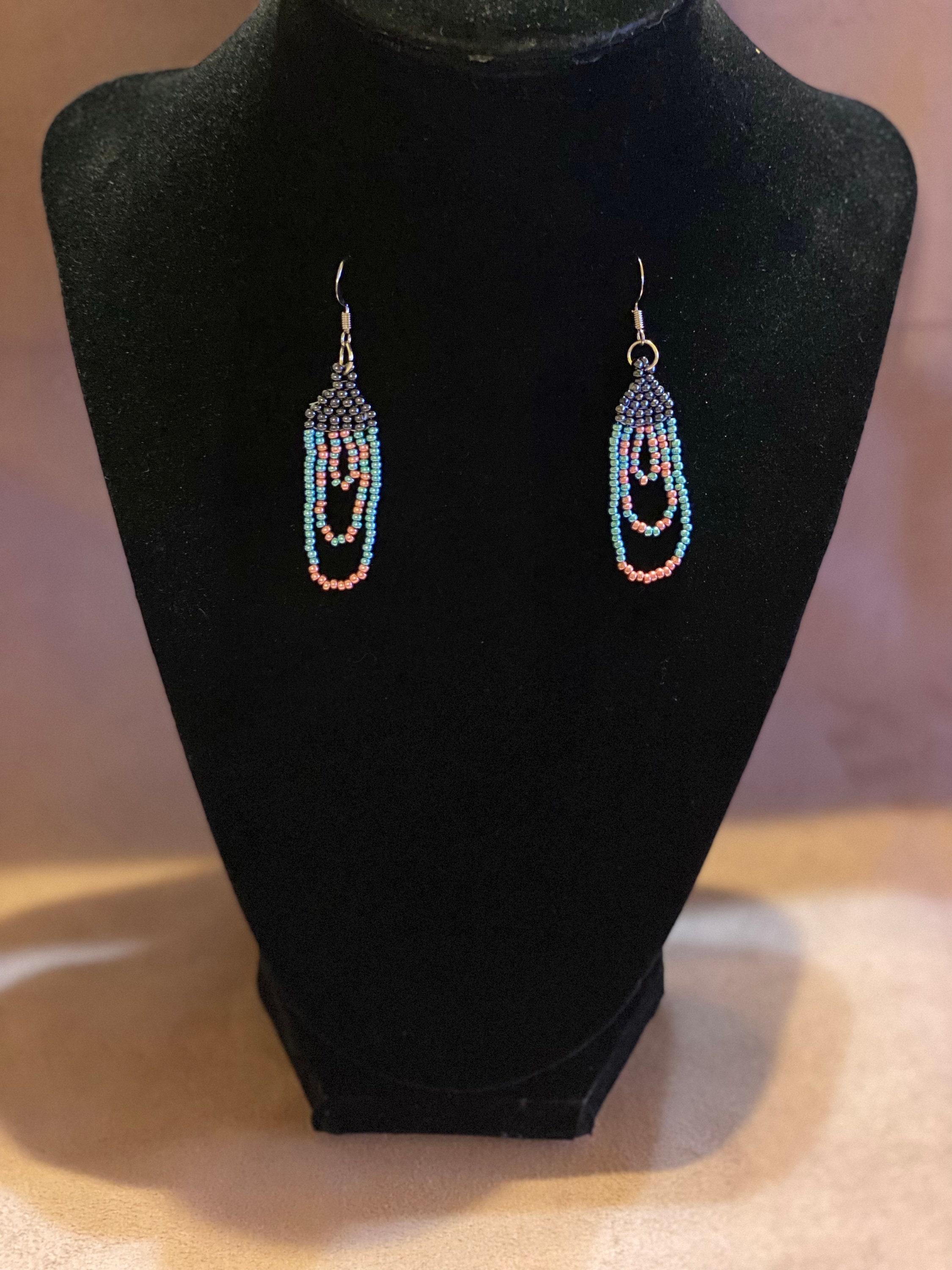 Cotton Candy Beaded Earrings Etsy UK