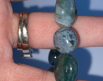 Moss Agate Chunky Beaded Bracelet