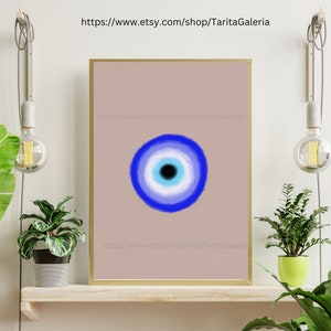 Blue Evil Eye Art Print: Minimalist Wall Art (Digital Download)