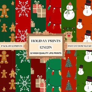 Christmas Digital Paper | 12 Holiday Designs (Digital Download)