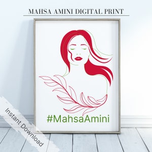 Mahsa Amini Iranian Women&#39;s Freedom Poster Print, Zan Zendegi Azadi Print