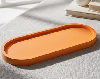 Handmade Large Oval Tray – Minimalist Decorative Tray for Home or Office