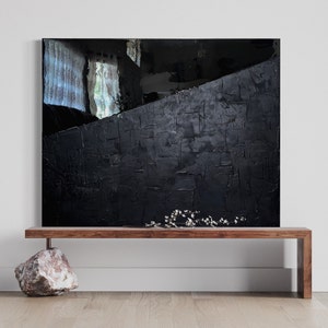 Large Black Modern Minimalist Painting | Textured Resin Painting