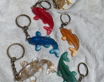Handmade Koi Fish Resin Keychain - Unique Accessories