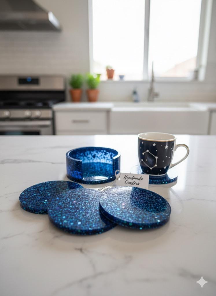 Lot De 5 Dessous De Verre Vintage - Émaux Sulfurés - Verrerie Dorée - Espagne
