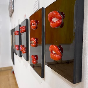 3D Red Lip Paintings, Original Art Piece.