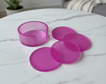 Barbie roze glitteronderzetter set van 4