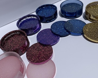 Handgefertigtes Glitter Epoxidharz Untersetzer Set mit Halter