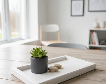 Vitt rektangulärt keramiskt bricka