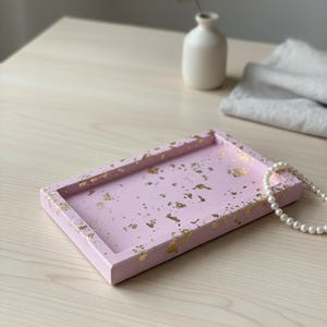 Pink Concrete Tray with Real Gold Leaf