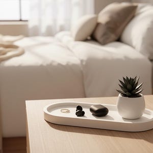 手作りの大きな楕円形トレイ - 自宅やオフィスに最適なミニマリストの装飾トレイ