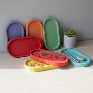 Colored Oval Ceramic Tray, Minimalist Home Decor