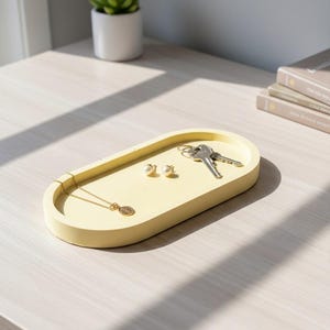 Yellow Oval Ceramic Tray | Jewelry & Ring Holder | Trinket Dish | Minimalist Home Decor