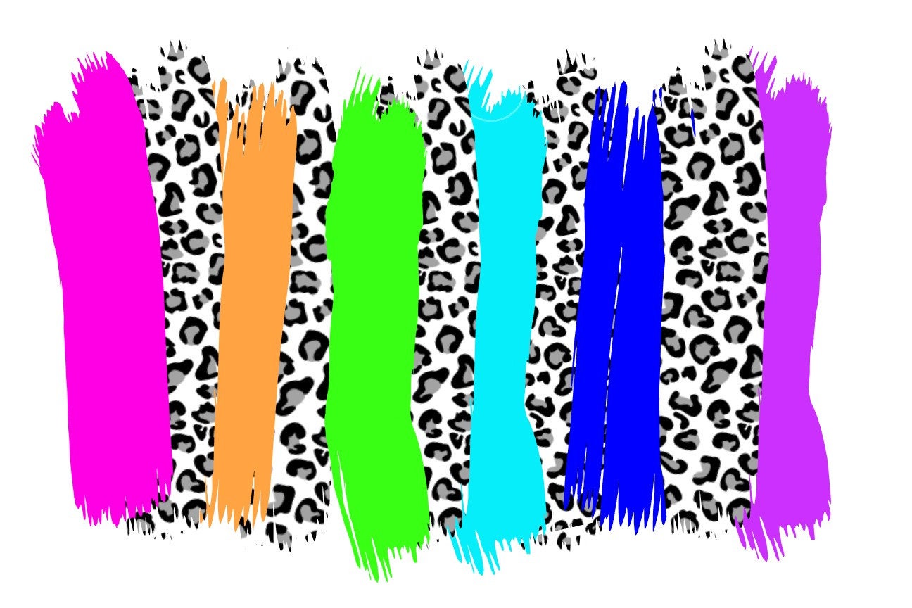 Neon Leopard Brush Stroke CUT & PRINT File digital Download Etsy