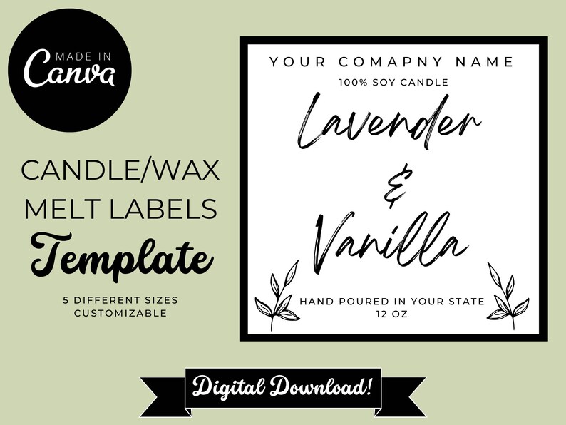 Minimalist Candle Label Template Editable Candle Label Etsy