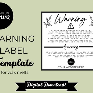 Wax Melt Safety Stickers Template: Minimalist Labels for Wax Melts