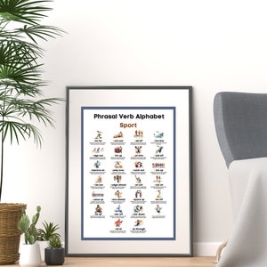 English Phrasal Verb Alphabet Poster - Sports theme (digital download)