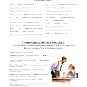 English Present Tenses (printable worksheets) - Explanations + Questions + Answers