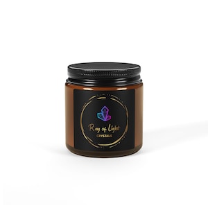 Ray of Light Scented Soy Candle, Amber Jar, Eco-Friendly Gift, Home Fragrance, Meditation Candle, Aromatherapy