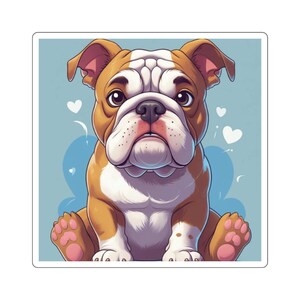Adorable Bulldog Square Stickers | Pet Lover Gifts, Laptop Decals, Cute Dog Stickers, Home Decor, Animal Merchandise