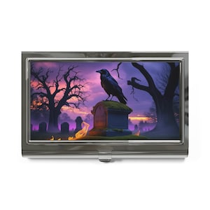 Porta biglietti da visita gotico / Elegante design a forma di corvo, accessorio da ufficio, regalo di Halloween, stile vintage, organizer professionale
