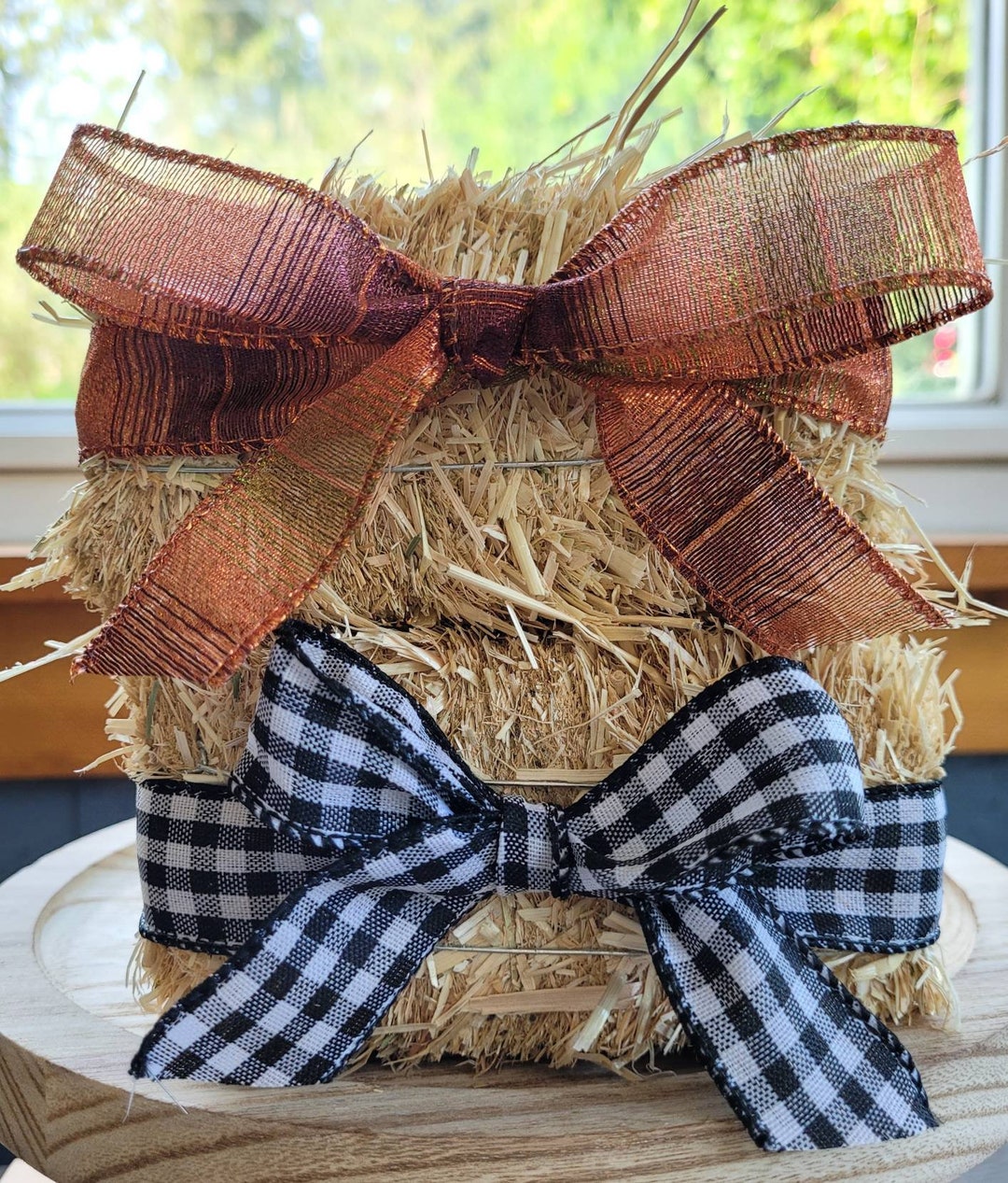 Mini Hay Bale for Tiered Tray, Mini Straw Bale, Fall Tiered Tray