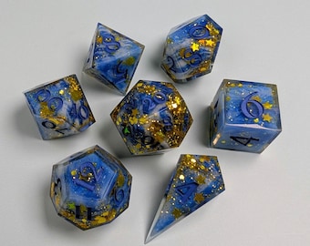 Blueberry Star Guardian Dice | 7 Piece Dice Set | Sharp Edge