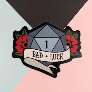 SUPER Bad Luck D20 Sticker | Dungeons and Dragons Vinyl Sticker | DnD Sticker