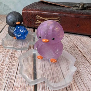 Purple Penguin D20 Dice Guardian | Cellophane, Glitter, Bloops (Handmade)