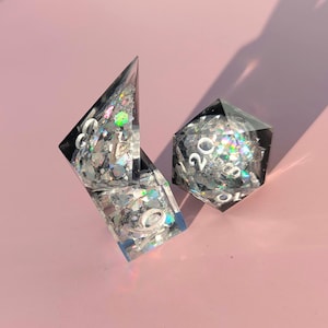 Silver Ore | Geode Dice | Partial Set D4, D6, D20
