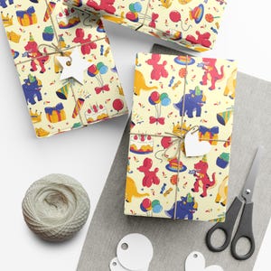 Dino Birthday Gift Wrapping Paper: Fun Kids Party Decor