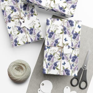 Blue Wildflower & Butterfly Wrapping Paper | Perfect for Showers, Wedding Gifts, Birthday, Any Occasion