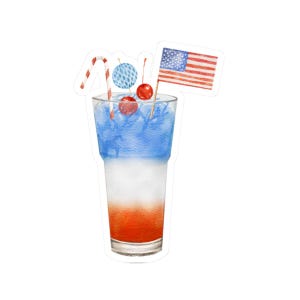 Patriotic Drink Sticker: Watercolor 4th of July Decor