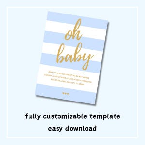 Invitation de fête de naissance bleue personnalisable de Zazzle.be Liste d'envies Vous avez des idées ? Design chic et personnalisable pour baby shower (fr) | Téléchargement numérique