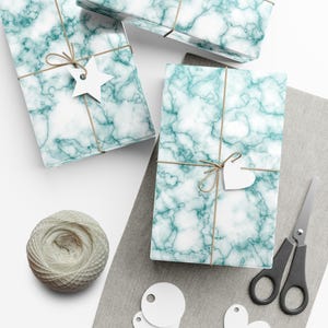 Luxurious Aqua Marble Gift Wrapping Paper | Perfect for Birthdays, Holidays, Showers, Etc.