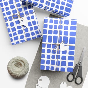 Minimalist Blue Square Wrapping Paper | Perfect for Birthdays, Holidays, Showers, etc.
