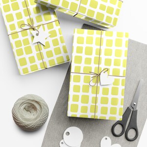 Cheerful Minimal Yellow Square Wrapping Paper | Perfect for Spring Birthdays, Holidays, Showers, etc.