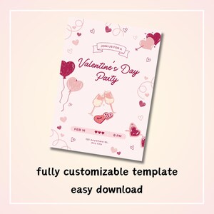 Anpassbare Illustrierende Valentinstag Einladung | Digitale Vorlage