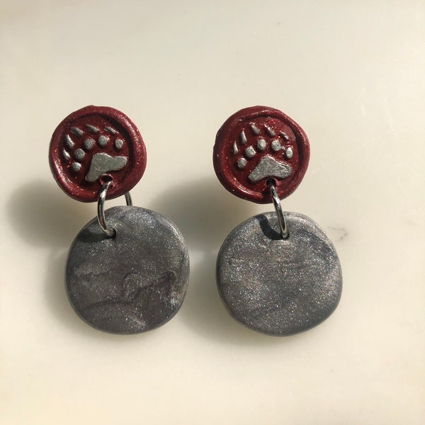 Montana Griz Paw Print Dangle Earring