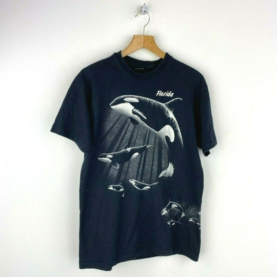 Vintage Killer Whale Wildlife Black T-shirt