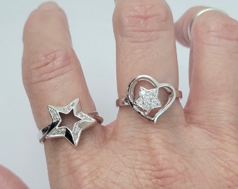 Sterling Silver CZ Star Ring: Boho Promise Ring