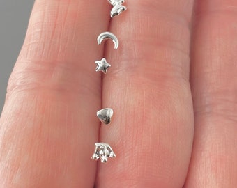 Sterling Silver Tiny Nose Stud: Assorted Shapes
