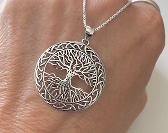 Sterling Silver Tree of Life Necklace: Family Love Pendant