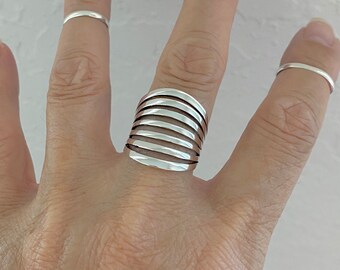 Wide band Sterling Silver Ring, Large Statement Ring, Silver Ring, Wedding Silver Ring, Promise Silver Ring, Boho Ring, Love Silver Ring.